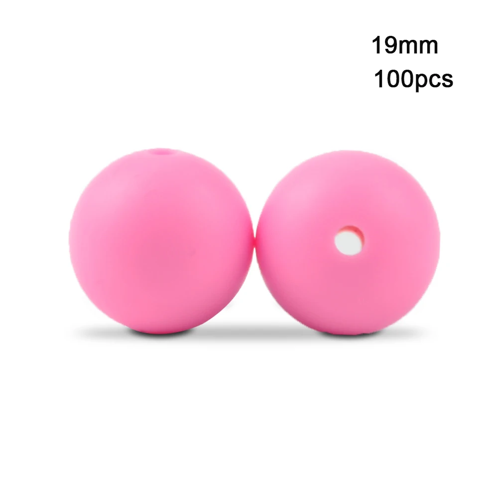 Pink LOFCA 100 шт 19 мм круглые силиконовые бусины Детские Прорезыватели без бисфенола пищевая детская игрушка DIY ювелирные изделия ожерелье аксессуары для кормления - Цвет: Pink