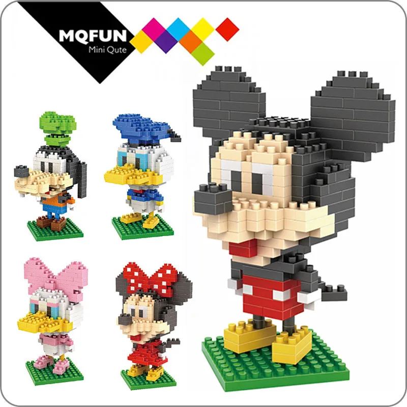 

LNO plastic mini blocks mickey Minnie donald duck cartoon diy model micro building brick blocks action figures toys for kids
