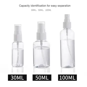 

Plastic 100/50/30ml Empty Spray Bottle for Travel Cosmetic Makeup Refillable Bottles Perfume Atomizer Containers Random Color