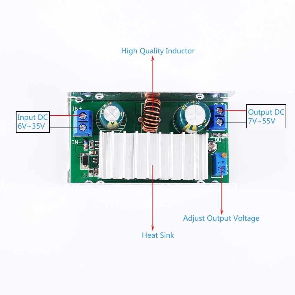 DC-DC 200W non-изолировало мощный источник питания модуль 6 V-35 V 7 V-55 V повышающий преобразователь модуль-ускоритель