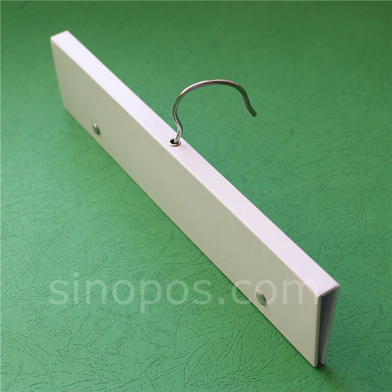 Swatch Header Hanger With Rivets, fabric samples binding holder textile leather material collecting stack book card display hook 4