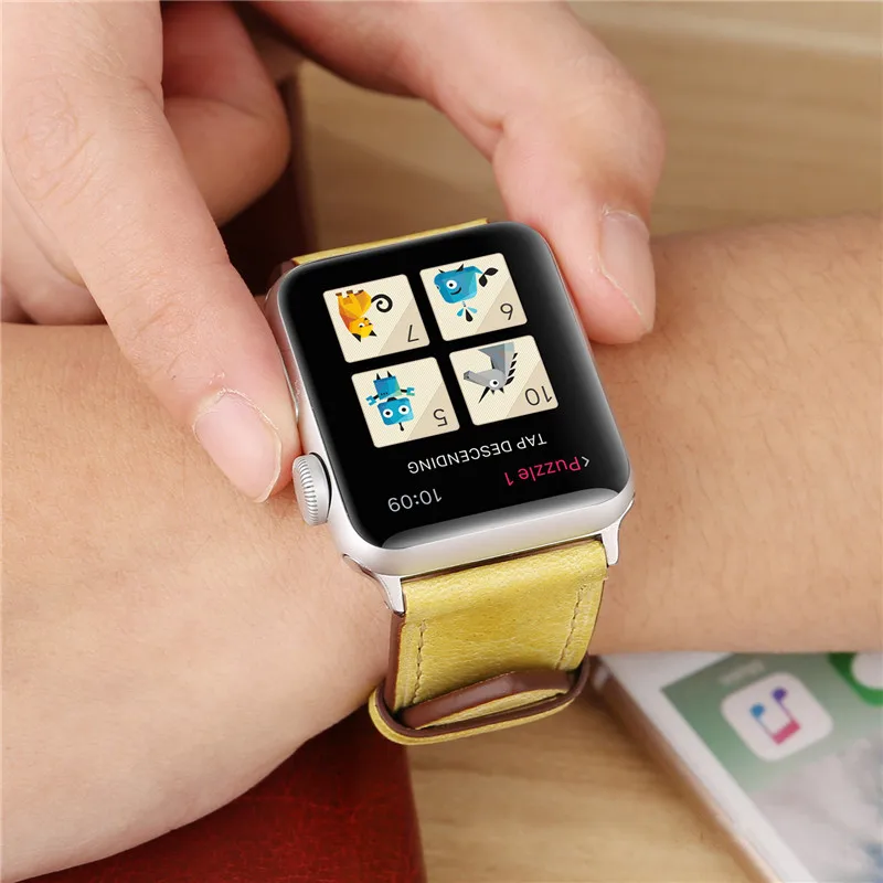 Spovan Твердые высокое качество кожаный ремешок для наручных часов Apple Watch серии 1/2/3/4, ремешок для наручных часов iWatch 38 мм/42 мм, браслет на запястье, ремешок