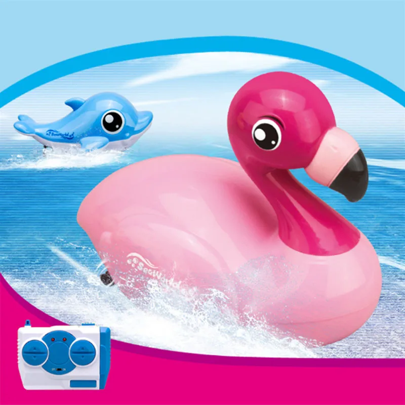 Eva2king Electric Newly Baby RC Animal Boats Bath Toys With 2.4GHZ Remote Control Cartoon Animals Boats For Chidlren Birthday