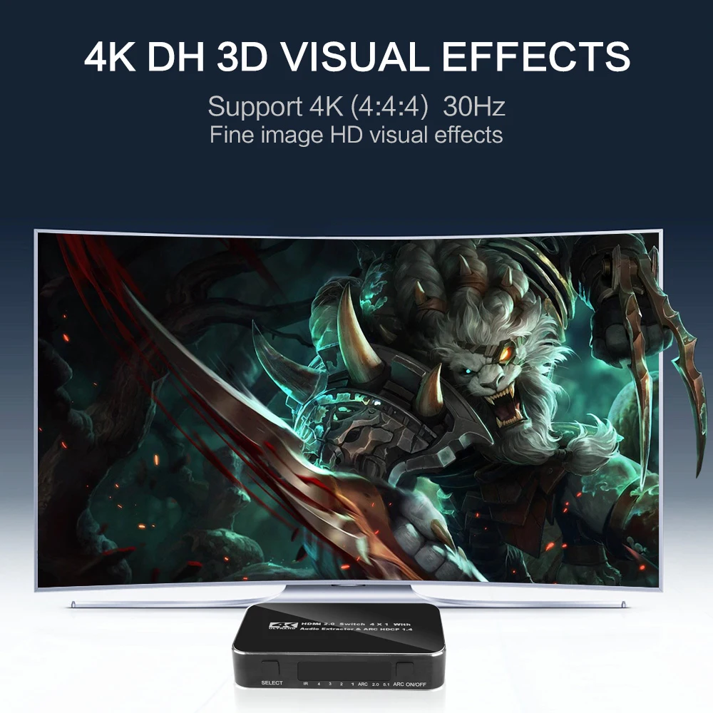 Переключатель HDMI kebidu 2 0 4K HDR 4x1 адаптер переключатель с экстрактором звука