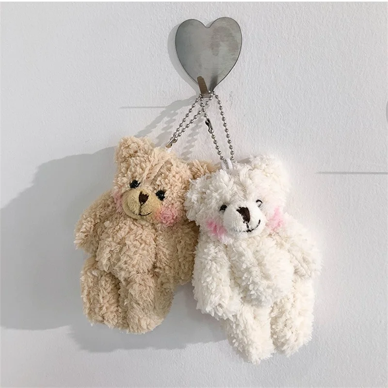 

Kawaii 11cm 10pcs Joint Teddy Bears Stuffed Plush With Chain small pendant key chains stuffed animals Christmas Valentine gifts