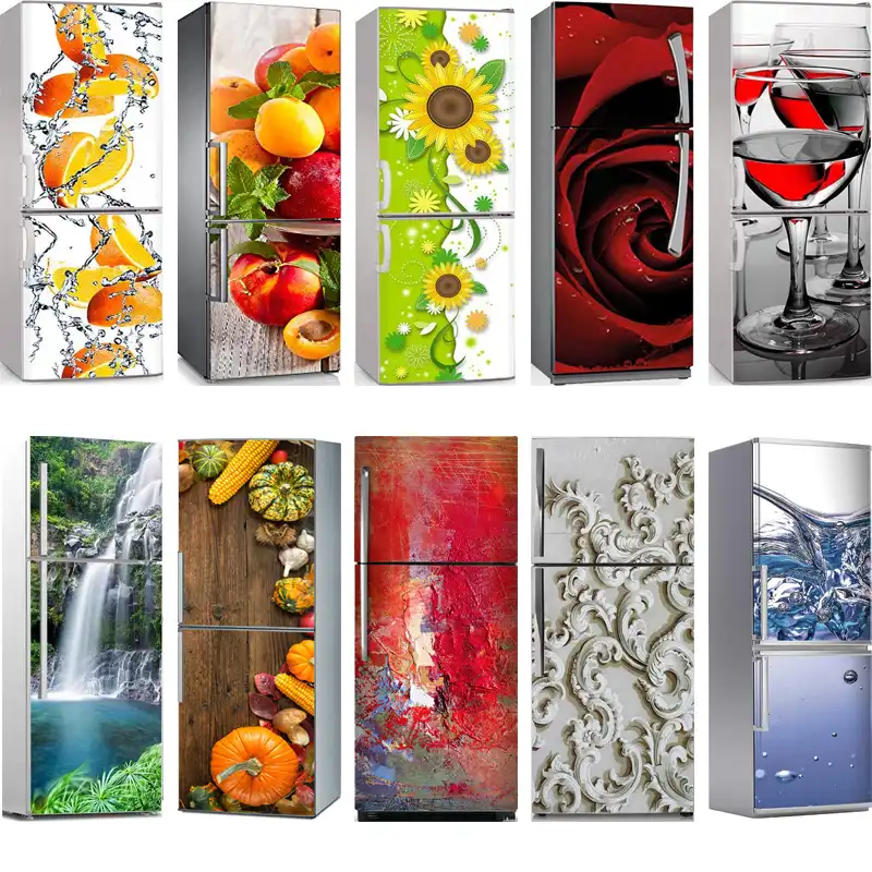 3d auto adhesivo lavavajillas refrigerador de congelador de chico arte funda para la puerta de la nevera de papel pintado