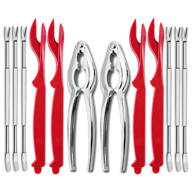 

Seafood Tools Set Including 6 Forks 2 Lobster Crab Crackers and 4 Red Walnut Needle Nut Cracker Set Seafood Tool Kit Nut Cracker