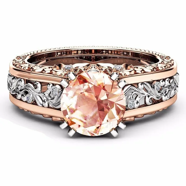 Rose Gold Vintage Ring Cubic Zirconia Wedding Rings For Women Luxury Cz Female Band Jewelry | Украшения и аксессуары