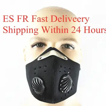 

1pcs Cycling Face Mask Activated Carbon Windproof Anti-spittle Mask Gas With 2 Valves 2 Filter Outdoor Sport Mask Fast Delivery