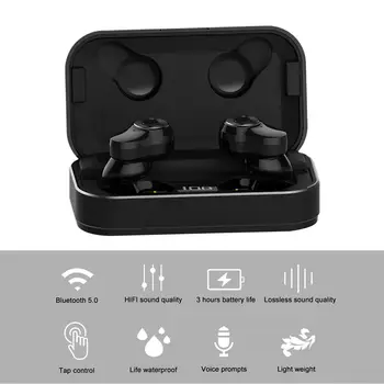 

A6 TWS Wireless Mini Sports Earbuds Bluetooth 5.0 Stereo Headset Binaural HD Call IPX7 Waterproof Earphone with Charging Box