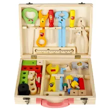 Boîte à outils en bois Portable, ensemble de jeu de simulation, boîte à outils de réparation multifonctionnelle, jouets éducatifs de dessin animé pour garçons, Puzzle