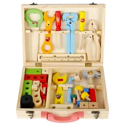 Boîte à outils en bois Portable, ensemble de jeu de simulation, boîte à outils de réparation multifonctionnelle, jouets éducatifs de dessin animé pour garçons, Puzzle 