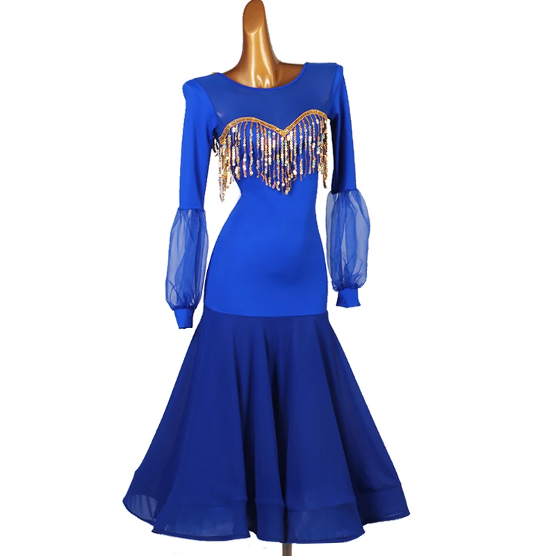 Ballroom Dance Dresses Lady's royal blue Tango Waltz Dancing Skirt