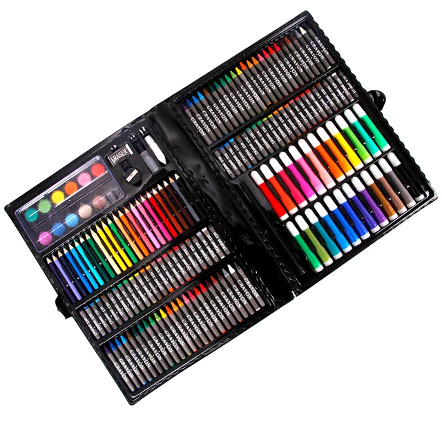 168PCS/Set Art Set Oil Pastel Crayon Colored Pencils Marker Pens Watercolor  Paint Painting Drawing Kit Christmas Gift for Kids - AliExpress