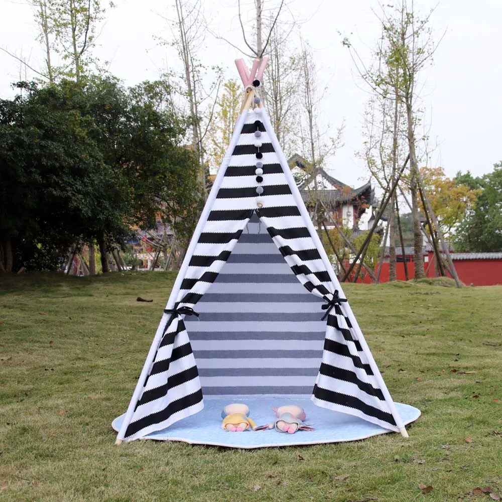 Черная полосатая палатка teepee для детей Wigwam Play Tent
