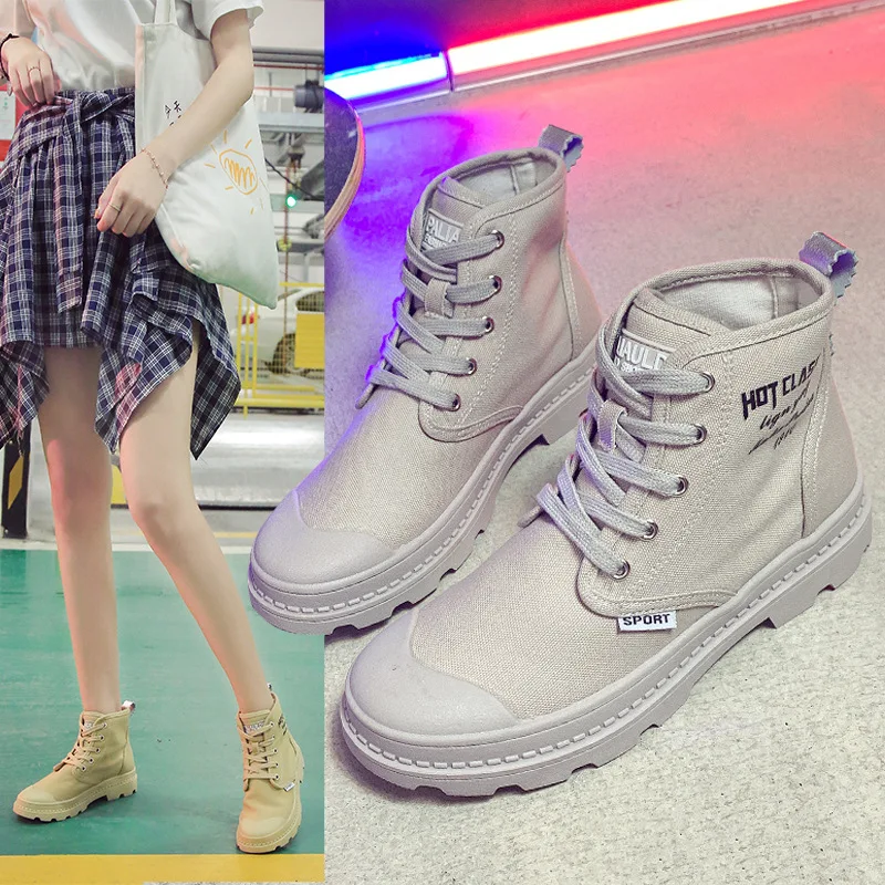 

New Fall Lady's High-top Martin Boots Non - Slip Increased Korean Version of Lady Motorcycle Ankle Boots British Casual Shoes