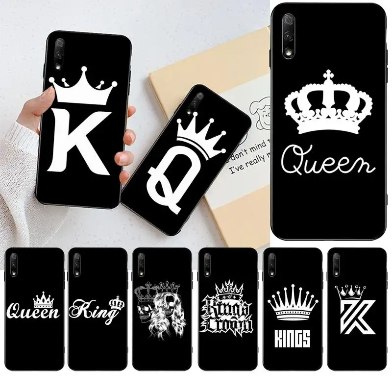 

HPCHCJHM king Queen Crown Black Soft Shell Phone Case Capa for Huawei Honor 20 10 9 8 8x 8c 9x 7c 7a Lite view pro