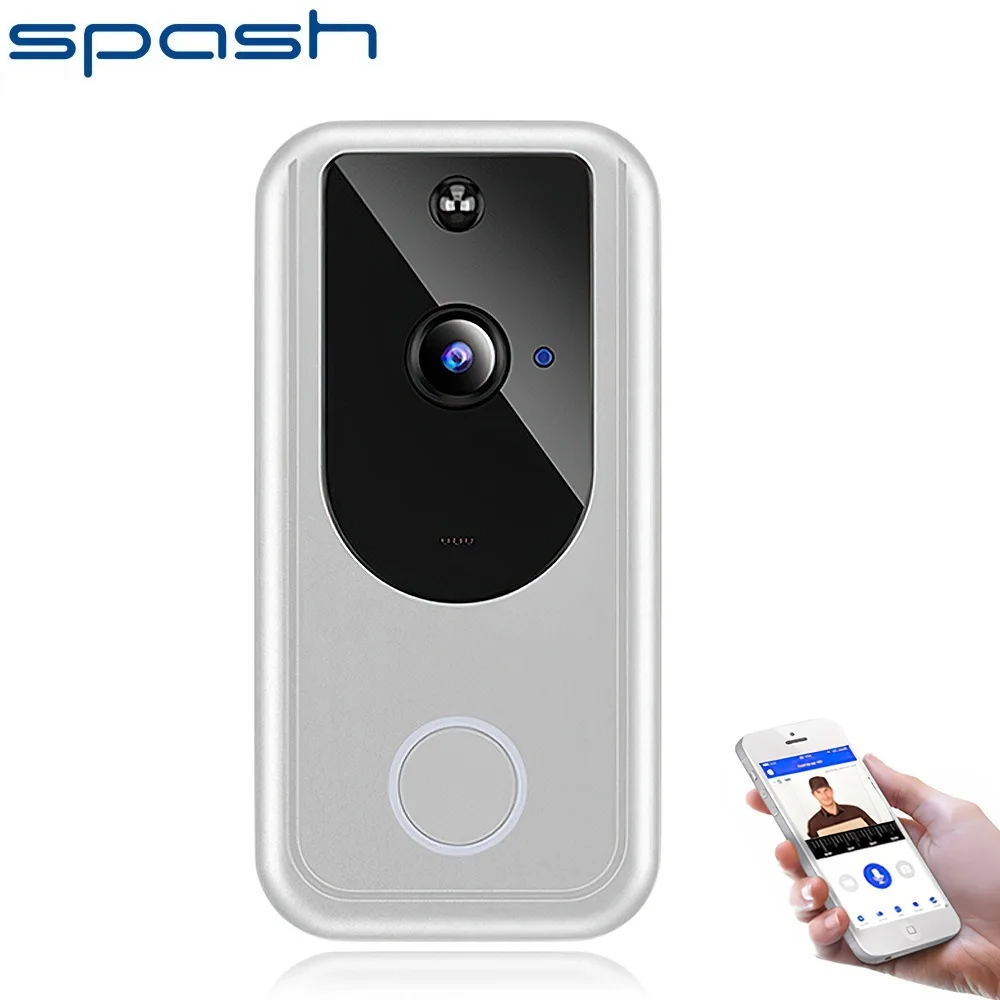 SPASH-timbre de puerta inalámbrico con vídeo, timbre inteligente con Wifi, cámara HD 1080P, visión nocturna, APP de vigilancia de seguridad para hogar