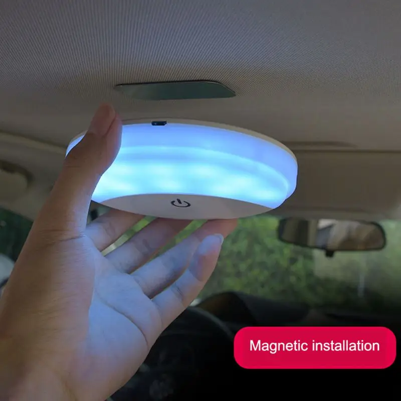 Универсальный USB Перезаряжаемый яркий белый/голубой светодиодный светильник для чтения в автомобиле, интерьерный потолочный фонарь, магнитный светодиодный ночной Светильник для автомобиля