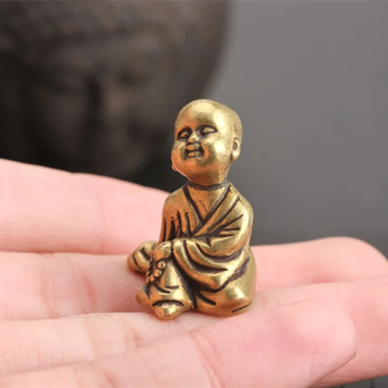 

1PC Brass Collection Young Buddhist monk Exquisite statue Home Decoration QLY9769