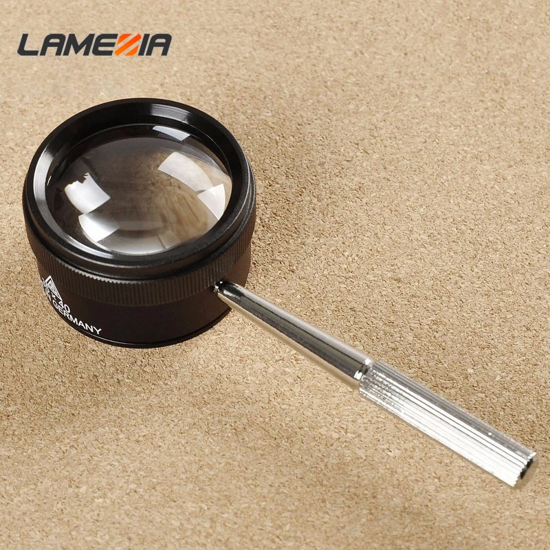 

LAMEZIA 40mm 30X Portable Handheld Magnifier Jewelry Magnifying Glass For Watch Repair Tool Handle Loup Microscope