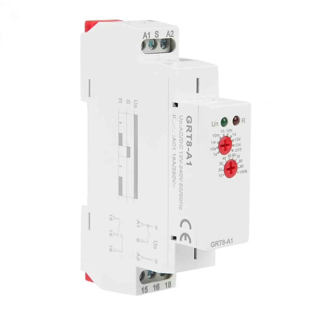 

Single Function Din Rail Time Relay 16A Industrial Control Auto Timer Relays Time Delay GRT8-A1/B1