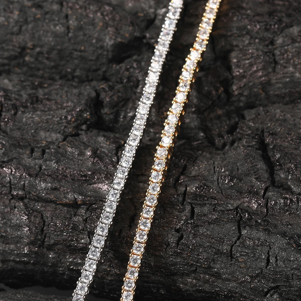 THE BLING KING Round Cut Iced Out Cubic Zirconia 2mm Tennis Link Chain Necklace Top Quality CZ Necklace Women Men Hiphop Jewelry