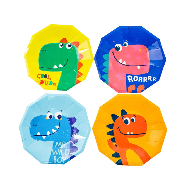 

8pcs Disposable Tableware Cartoon Plate Dinosaur Theme Party Paper Plate Wedding Birthday Decoration Party Supplies