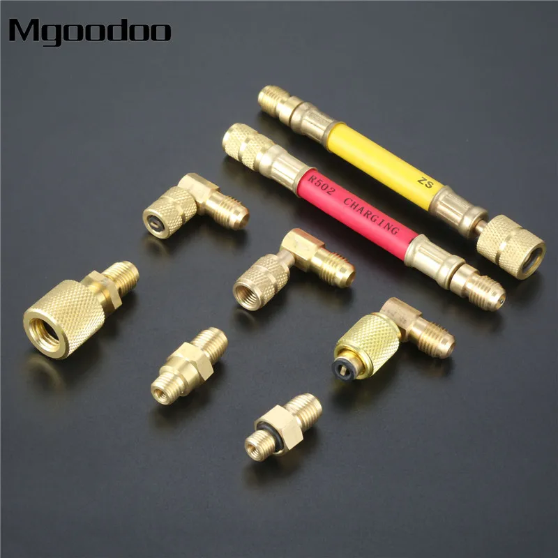 Car A//C Air Conditioner Refrigeration R134A R12 Converting Adapter Hose Set Kit
