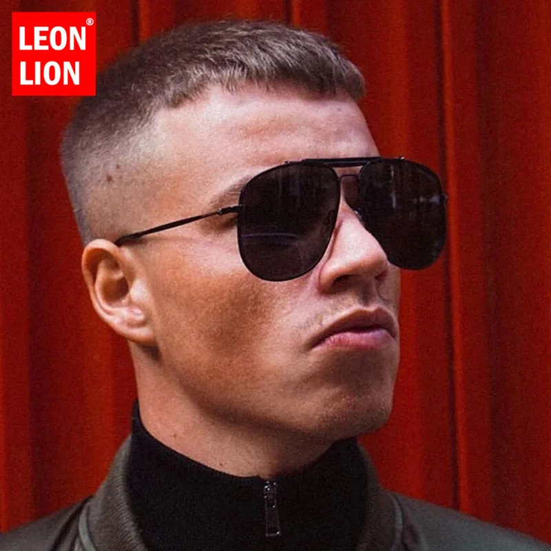 LeonLion солнцезащитные очки больших размеров, мужские Поляризованные солнечные ретро-очки для мужчин, поляризованные солнцезащитные очки для мужчин/женщин, винтажные очки