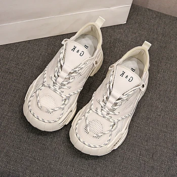 

Summer Women's Casual Shoes Breathable White Female Platform Sneakers Summer 2020 Breathable Mesh Womens Flats