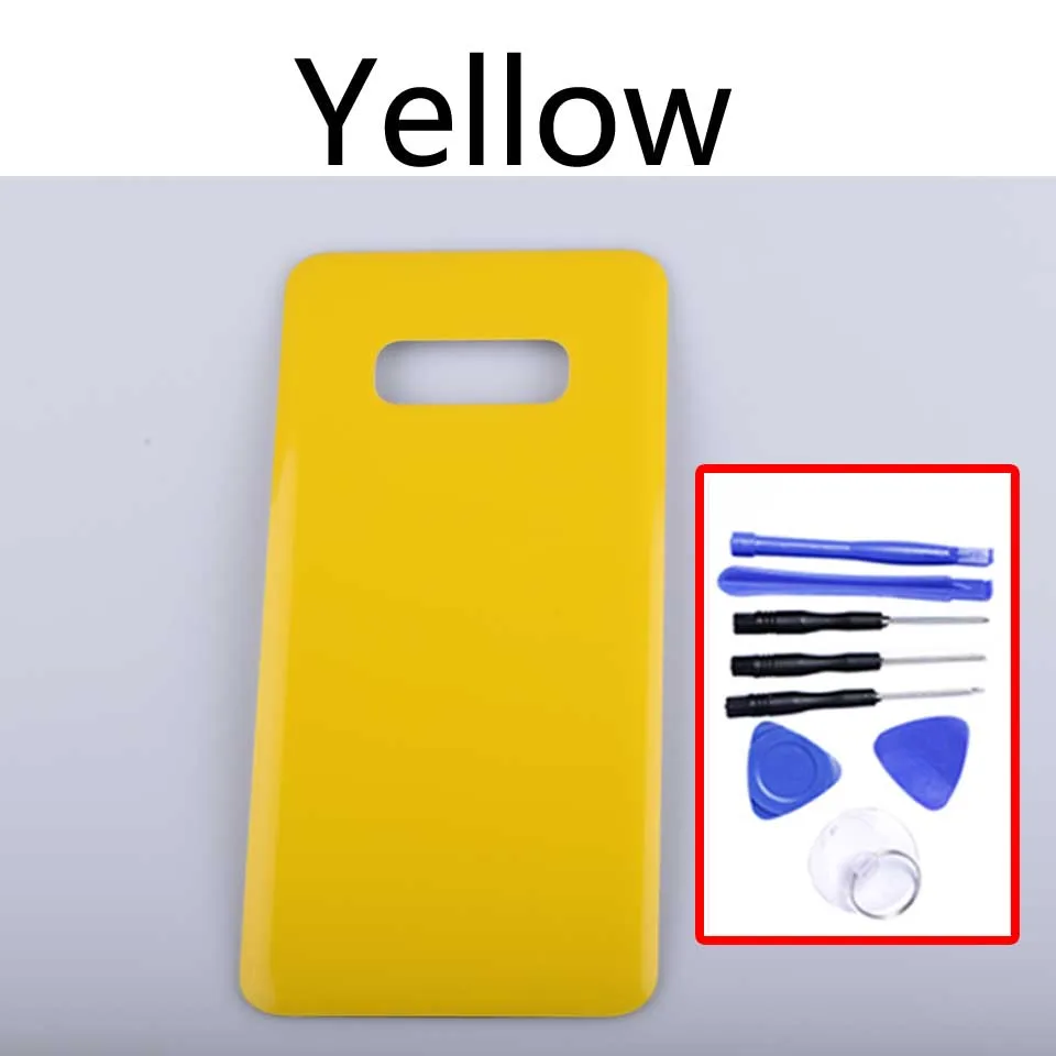 Yellow-With tool S10E задняя крышка батарейного отсека для samsung Galaxy S10E G970 SM-G970 задняя крышка батарейного отсека - Цвет: Yellow-With tool