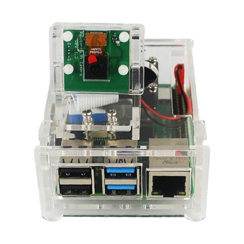 

For Raspberry Pi 4 Model B Acrylic Case Enclosure Box W/ Camera Bracket Holder