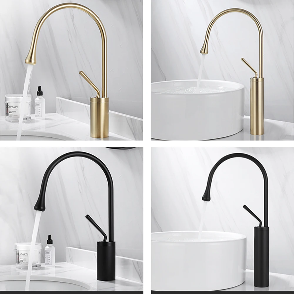  Grifos de lavabo blanco y dorado grifo de baño de una sola  manija grifo mezclador de lavabo grifo negro grifo de latón fregadero grúa  de agua níquel (color: con desbordamiento G) 