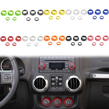 

for Jeep Wrangler JK 2011-2017 Car Air Conditioning Audio Knob Switch Ring Decorative Cover Interior Unlimited Accessories 5Pcs