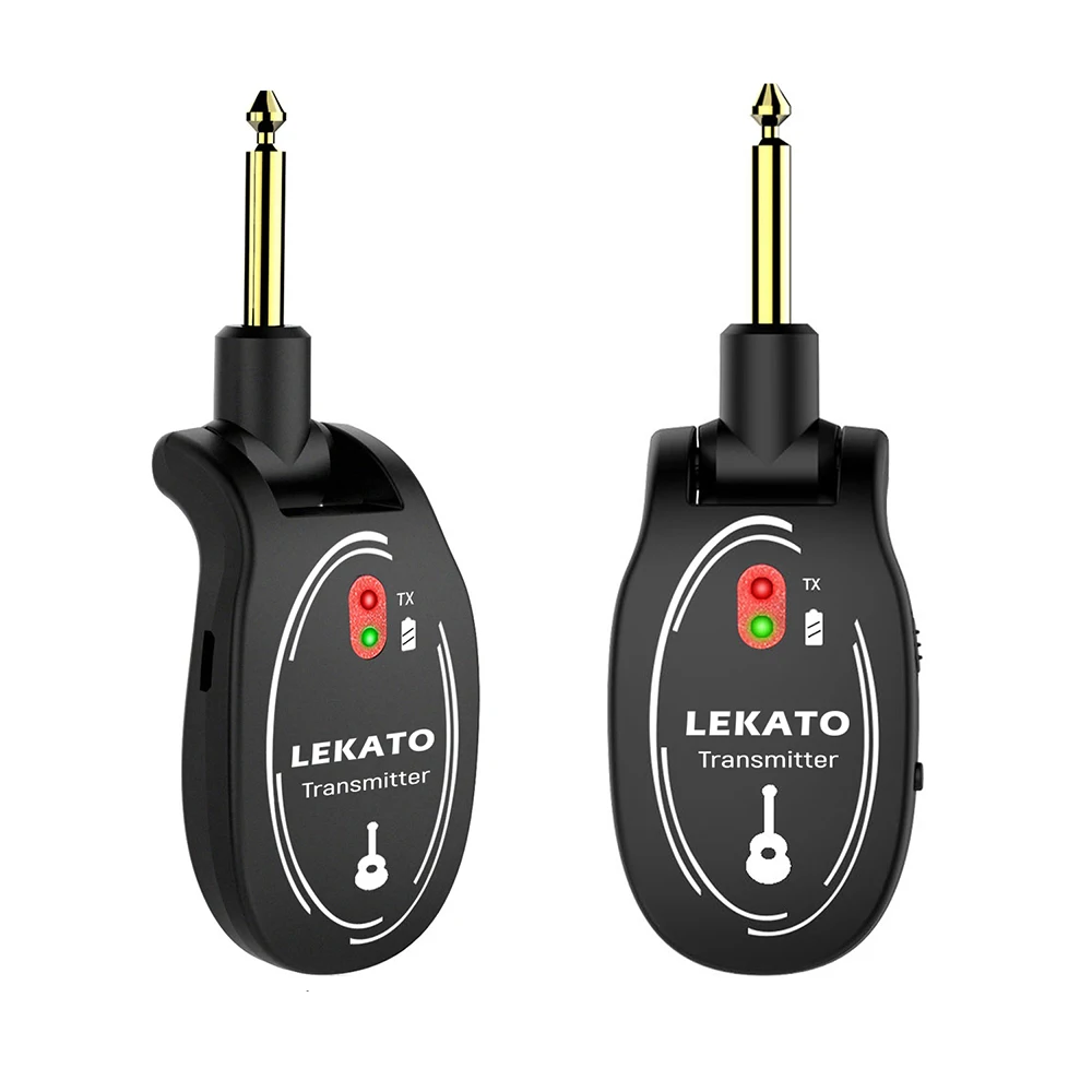 LEKATO-transmisor inalámbrico L6 UHF para guitarra, sistema de Audio para bajo, receptor con rango de 50M, 4 canales, recargable incorporado