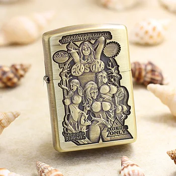 

Genuine Zippo oil lighter copper windproof 3D Sexy woman cigarette Kerosene lighters Gift With anti-counterfeiting code