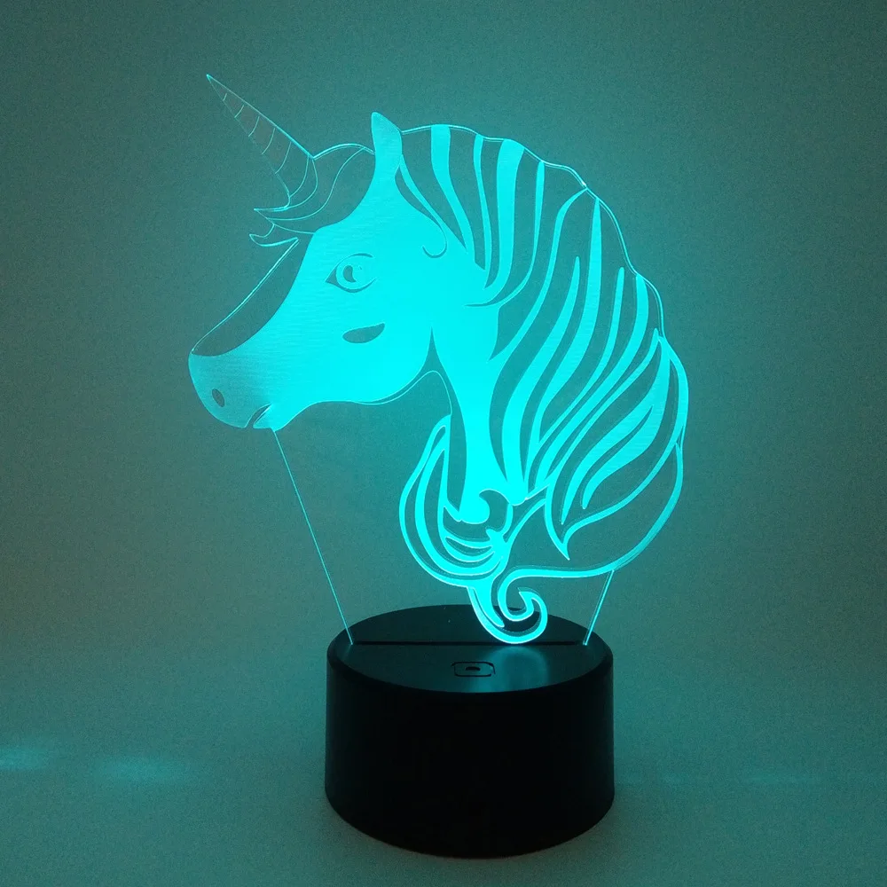 

Foreign Trade New Style Unicorn 3D Night Lamp Colorful Touch Control LED Visual Lamp Gift Atmosphere LED Stereo Lamp