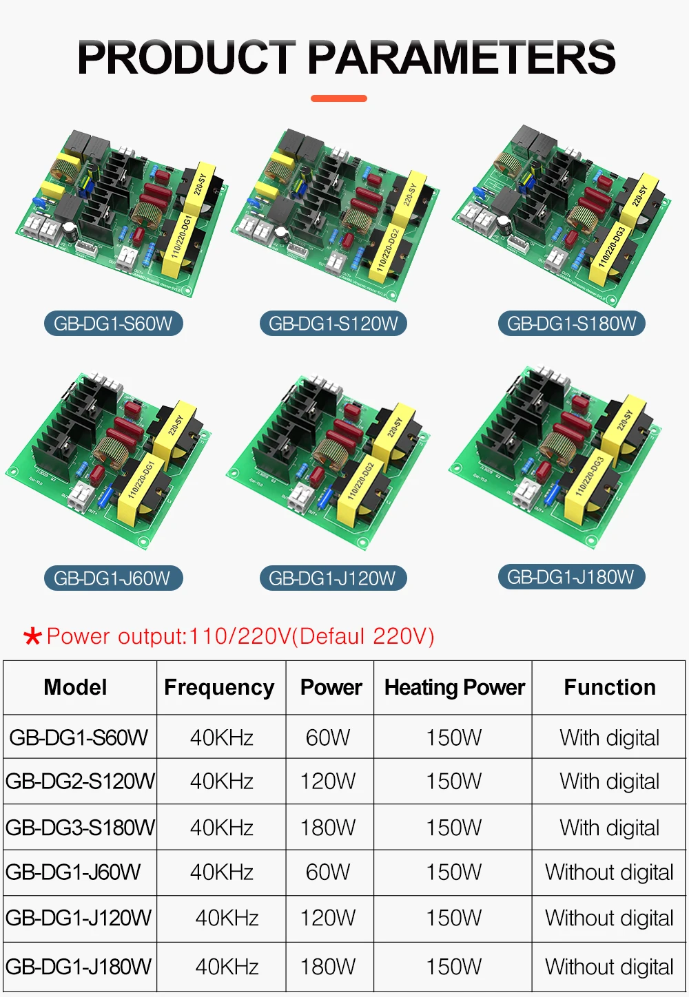 Digital Drive Board para Benchtop Ultrasonic Cleaner,
