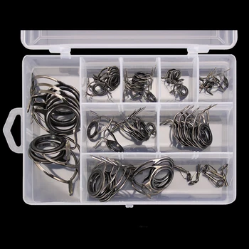 

45Pcs/Set Heavy Duty Repair Kit Fishing Rod Guides Tip Rings With Fish Box Fishing Rod Guides Tip Set Repair Kit DIY Eye Rings