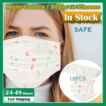 

10PCS Industrial 3Ply Ear Loop Health Daily Care Face Mask Adult Cartoon Printing Safety Air Fog Mask Disposable Face masques