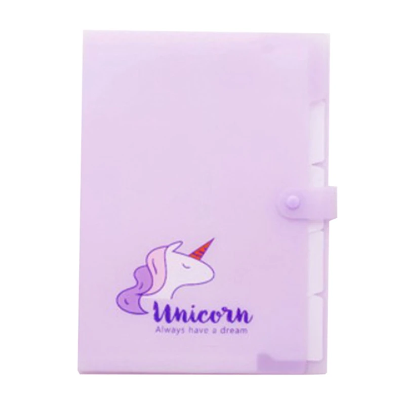 1 шт. Kawaii Unicorn A4 Сумка для документов для девочек папка для файлов широкий кошелек папка для чеков милые Креативные канцелярские принадлежности Школьные принадлежности