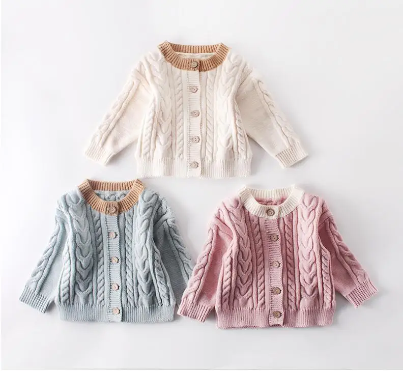 

Focusnorm New Fashion Baby Girl Sweater High Quality Solid Knitting Autumn Winter Sweater Lovely Soft Casual Girl O-Neck Coats