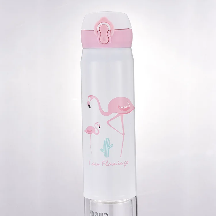 Новинка Bpa-free 500 мл из нержавеющей стали портативные Фламинго спортивные детские термосы бутылка для воды Фламинго термос чашка - Цвет: B
