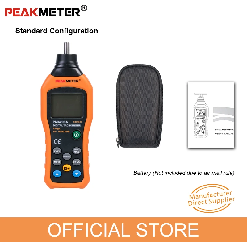 피크 미터 MS6208A MS6208B 높은 pressional 접촉/비접촉 디지털 타코미터 rpm 속도 측정기 50 19999RPM 게이지 및 블랙 백