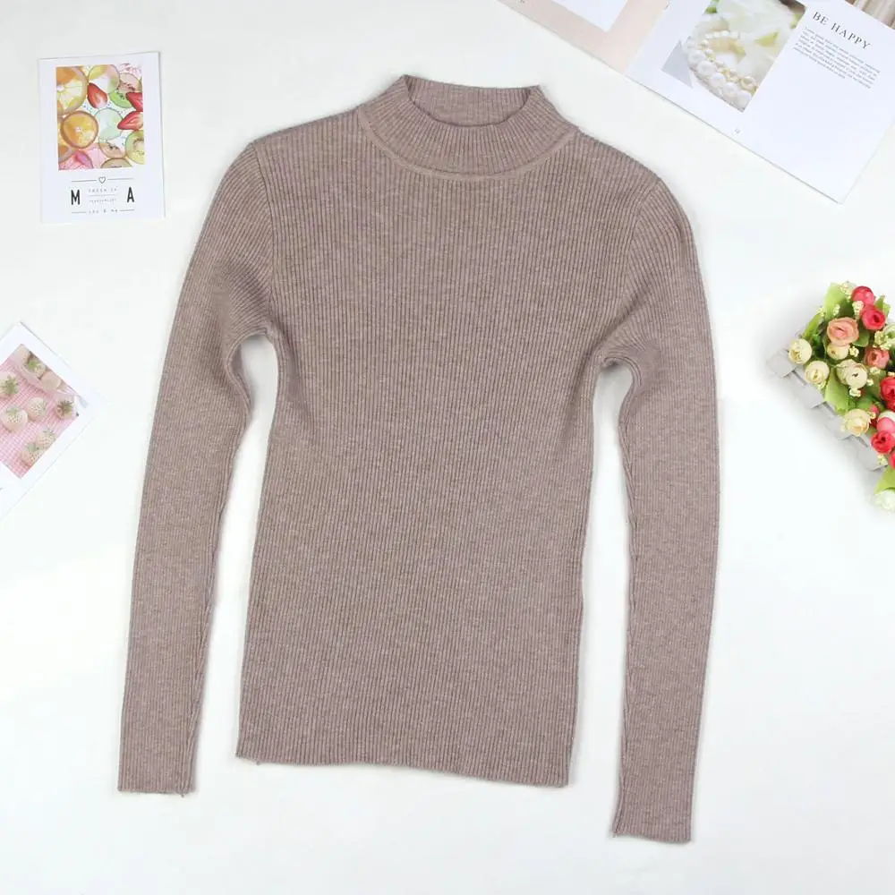 DeRuiLaDy Fall New Women Turtleneck Sweater Pullover Black Pink Knitted Slim Sweaters Tops Winter Casual Sweater Jumper Top