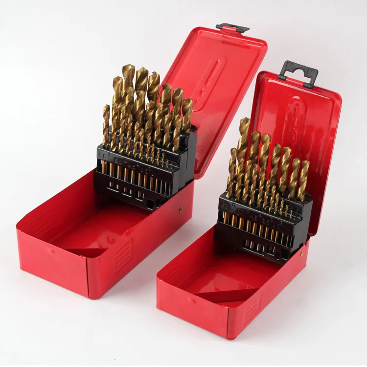 

19 25 Pieces High Speed Steel Linen Flower Color Titanize Drill Combination Drilling Bit Set Iron Box Metal Drill Bit