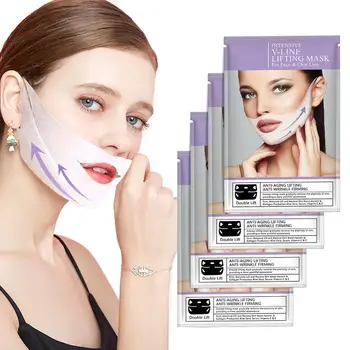 

4pcs/box Mask Facial Skin Care 4D Double V Face Shape Tension Firming Mask Eliminate Edema Masks Face Mask