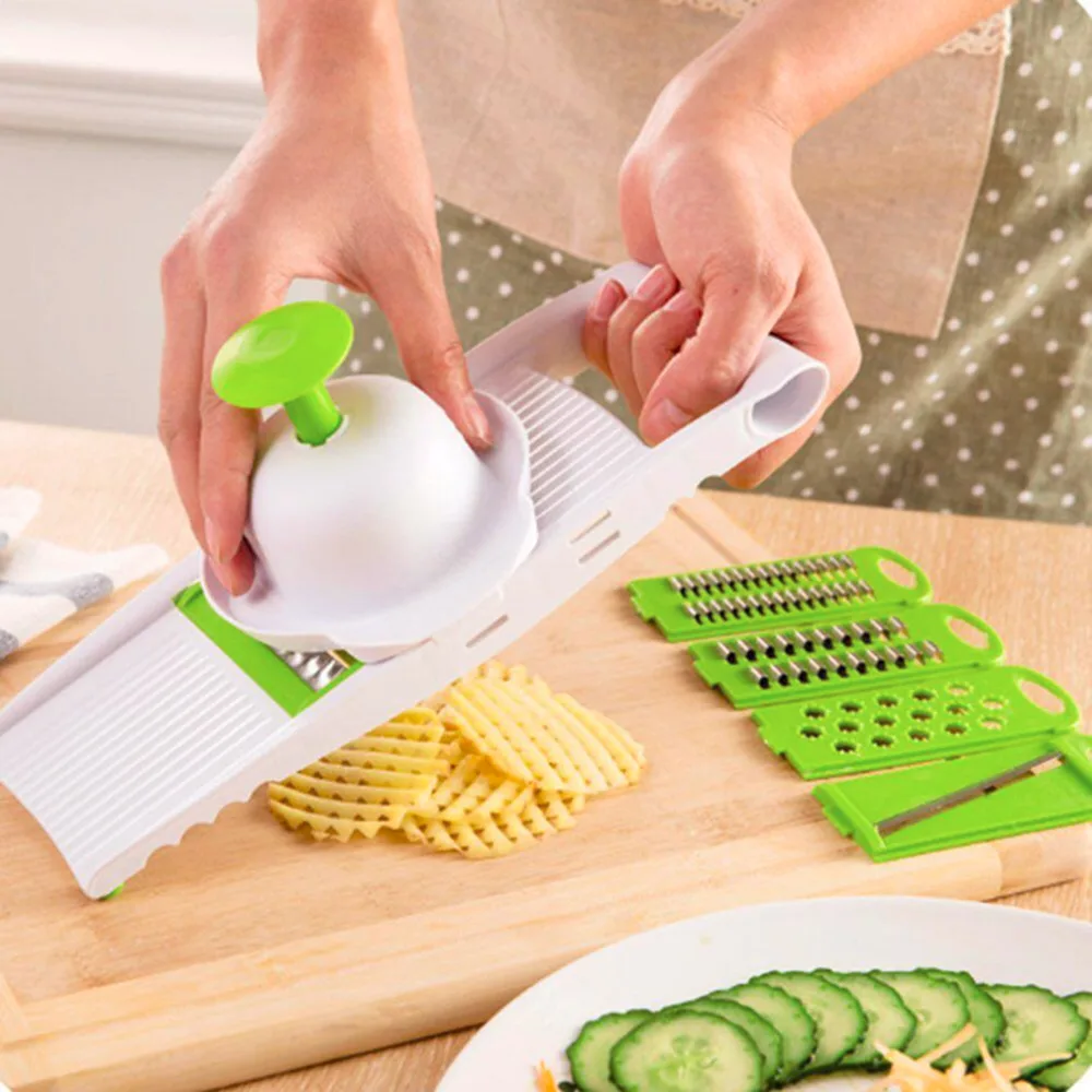 

PREUP 5 in 1 Multifunction ABS Slicer Cutter Grater Adjustable Steel Blade Vegetable Fruit Tools Kitchen Accessorries