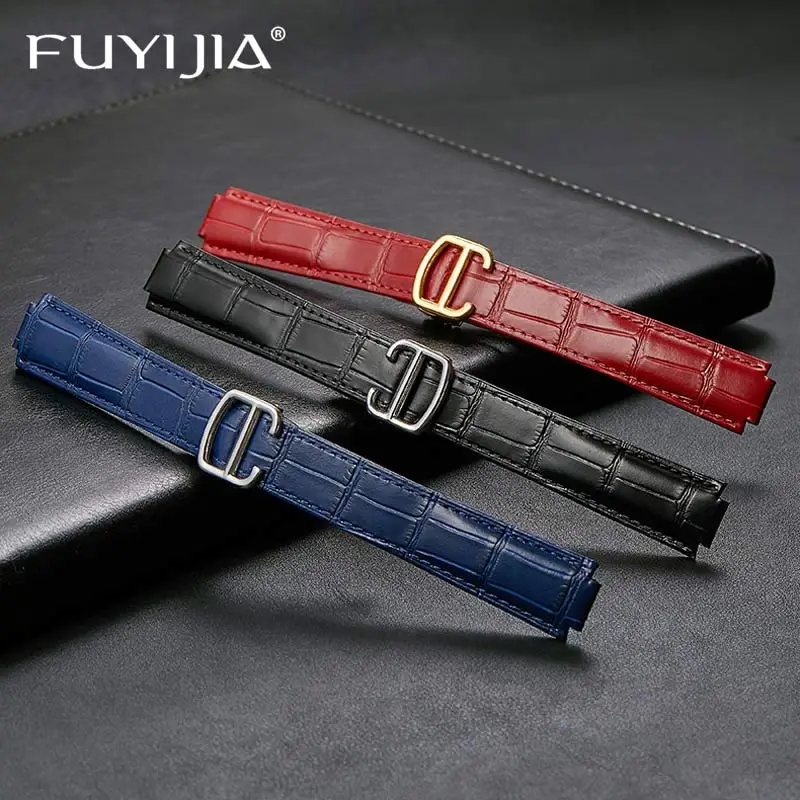 Ремешок FUYIJIA из натуральной кожи с узором под крокодиловую кожу для мужчин и